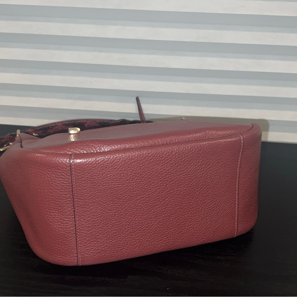 Coach Jules Burgundy Snake Print Leather Hobo Bag - Picture 9 of 14